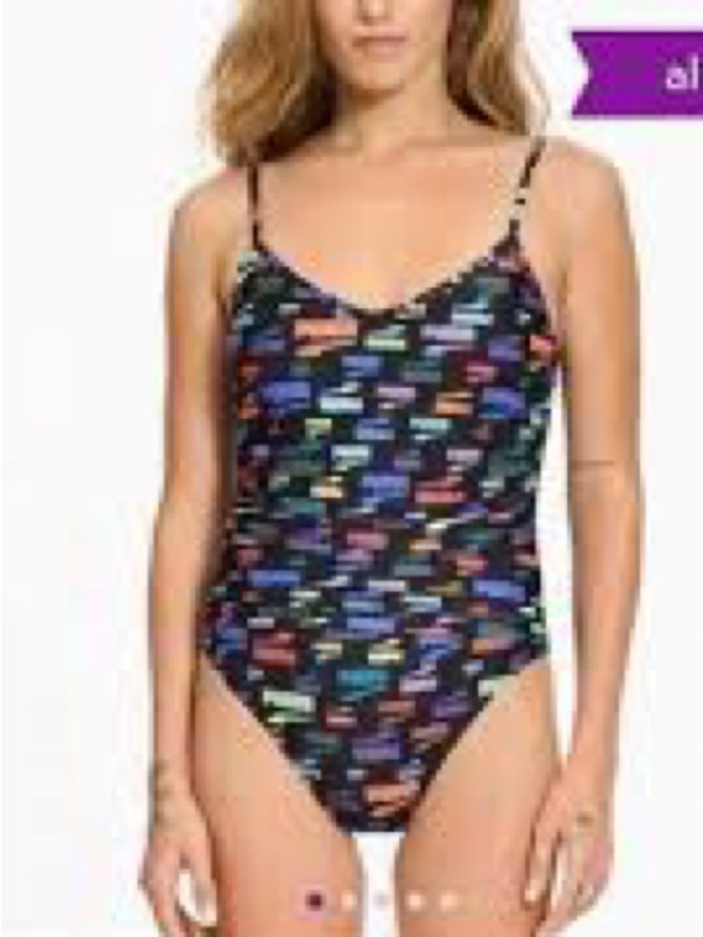 NWT PUMA one-piece ruched swimsuit allover logo print adjustable straps size M